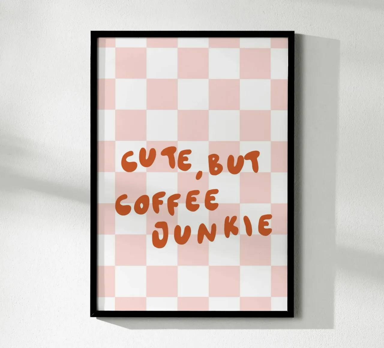 Cute but Coffee Junkie poster con telaio in plastica da KRUTH DESIGN