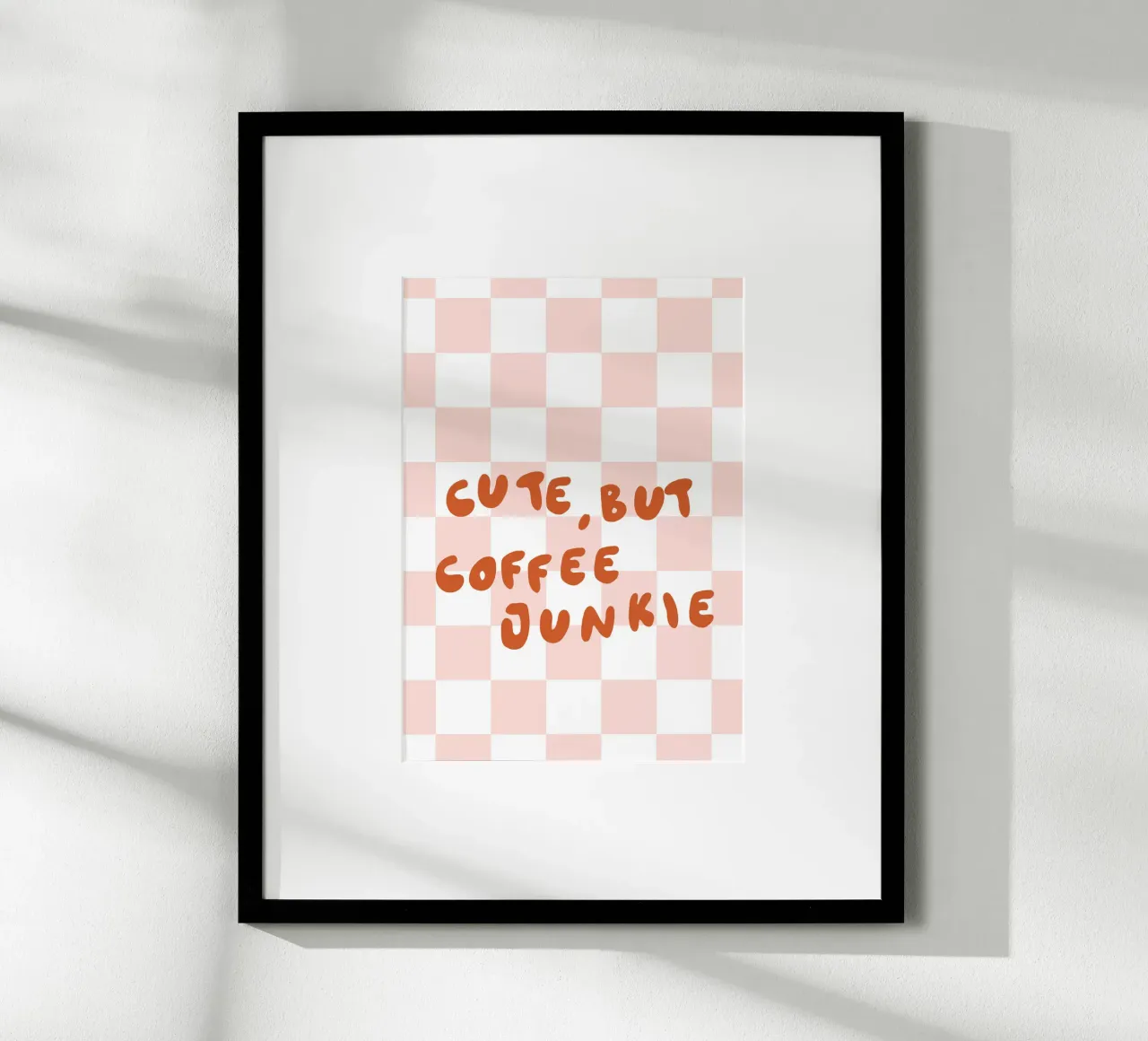 Cute but Coffee Junkie poster con telaio in plastica da KRUTH DESIGN