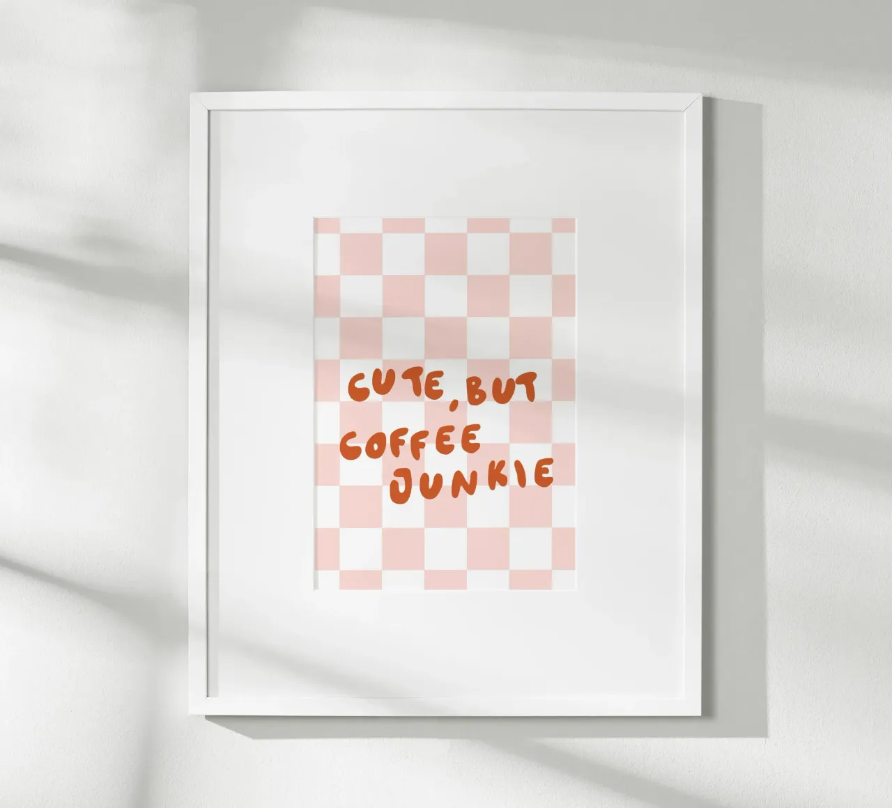 Cute but Coffee Junkie poster con telaio in plastica da KRUTH DESIGN