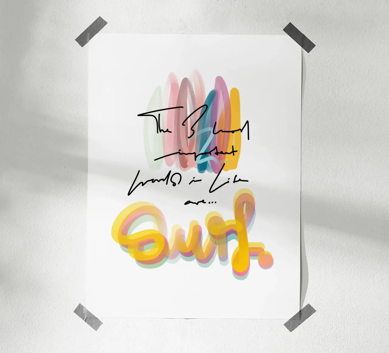 The 3 most important words in life are... poster con telaio in legno da LIMITED EDITION LETTERS