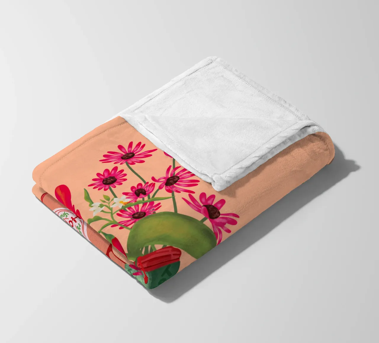 Cose piccanti - Peperoncini e fiori coperta in pile da Illustration Raissa Oltmanns