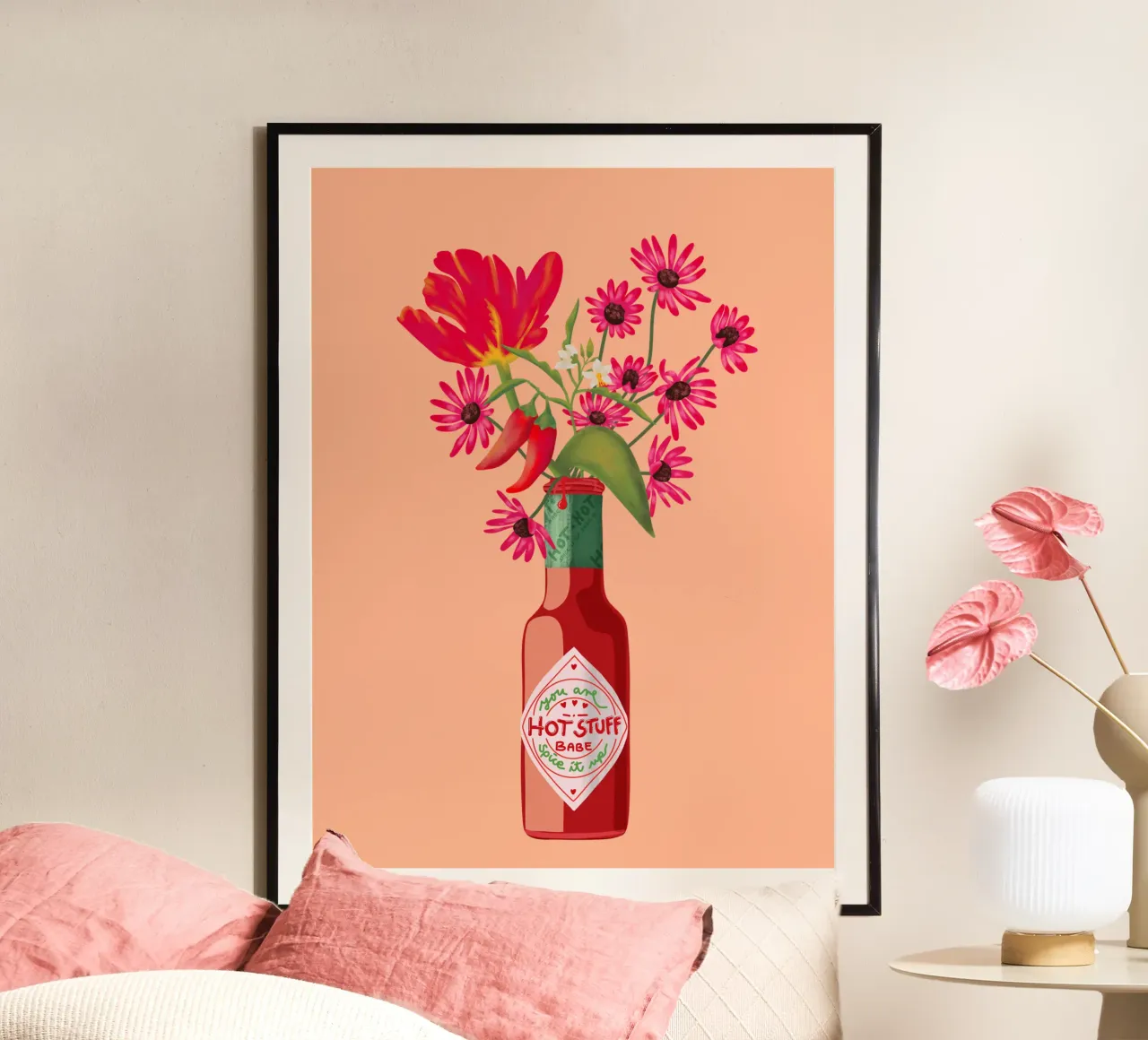 Hot STUFF - Chillies and Flowers poster by Illustration Raissa Oltmanns