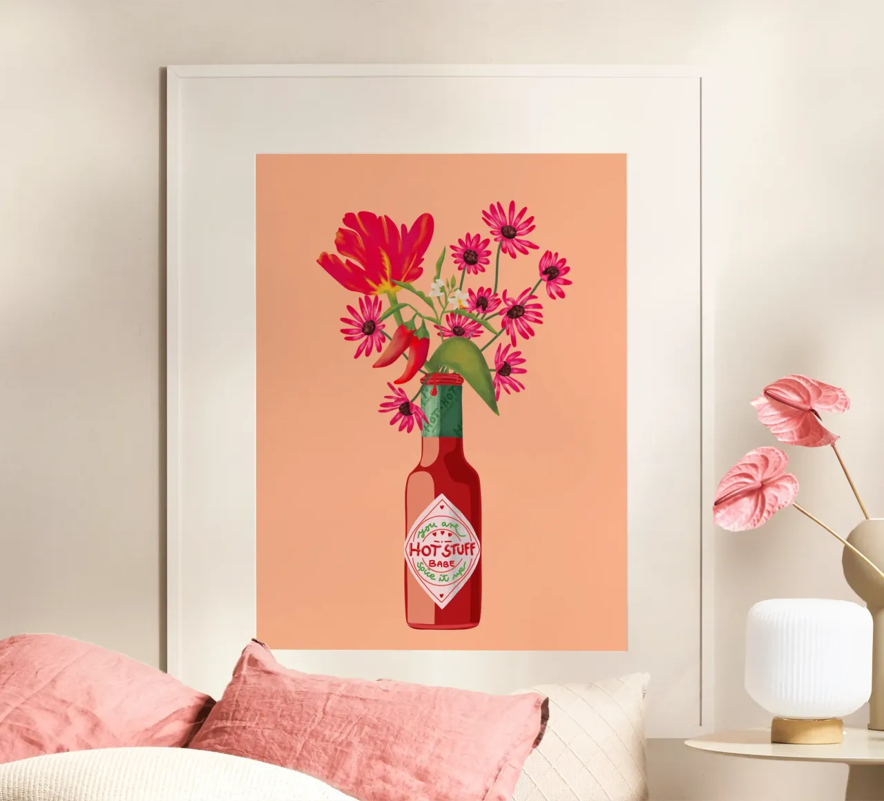 Hot STUFF - Chillies and Flowers poster by Illustration Raissa Oltmanns
