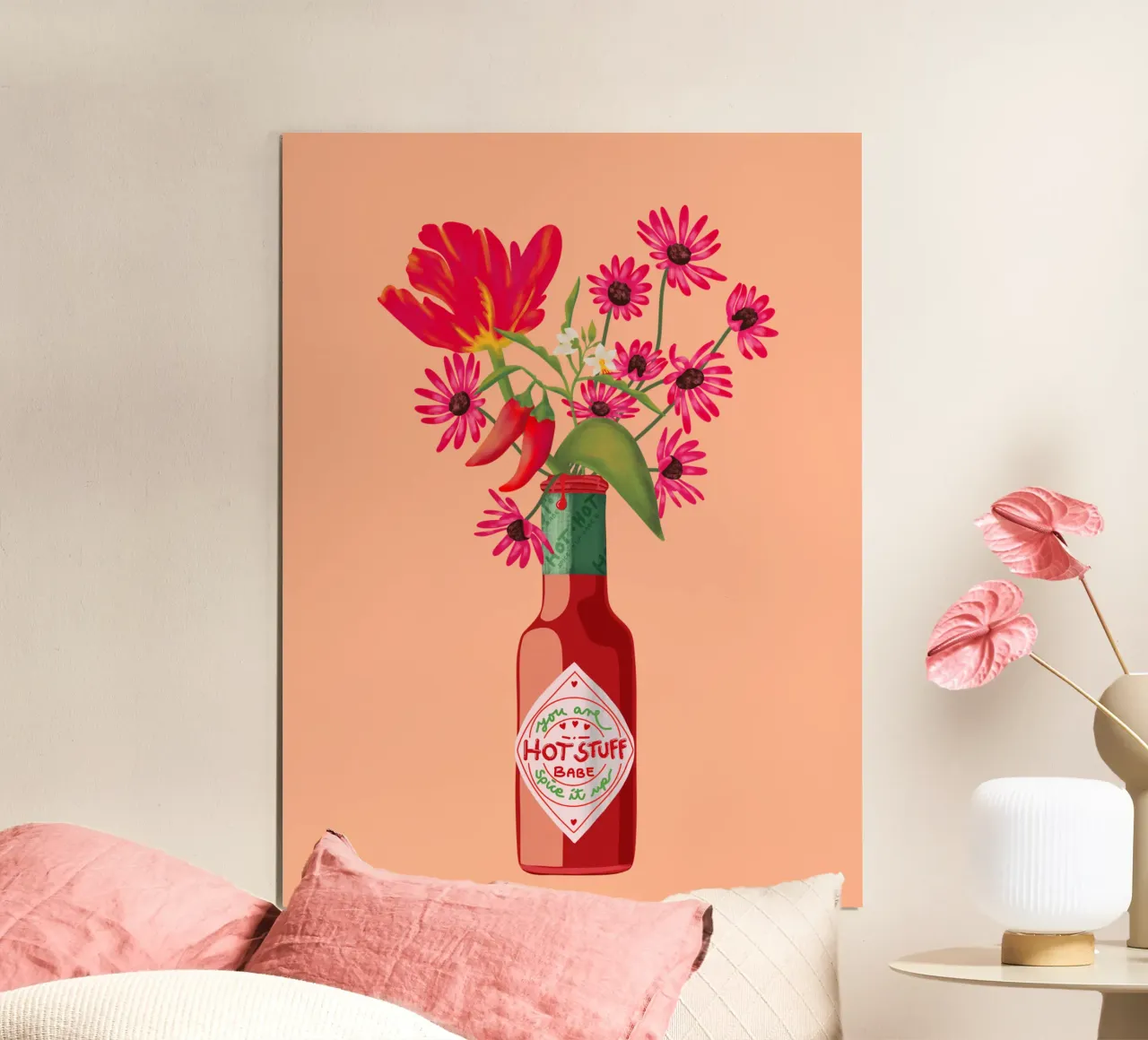 Hot STUFF - Chillies and Flowers poster by Illustration Raissa Oltmanns
