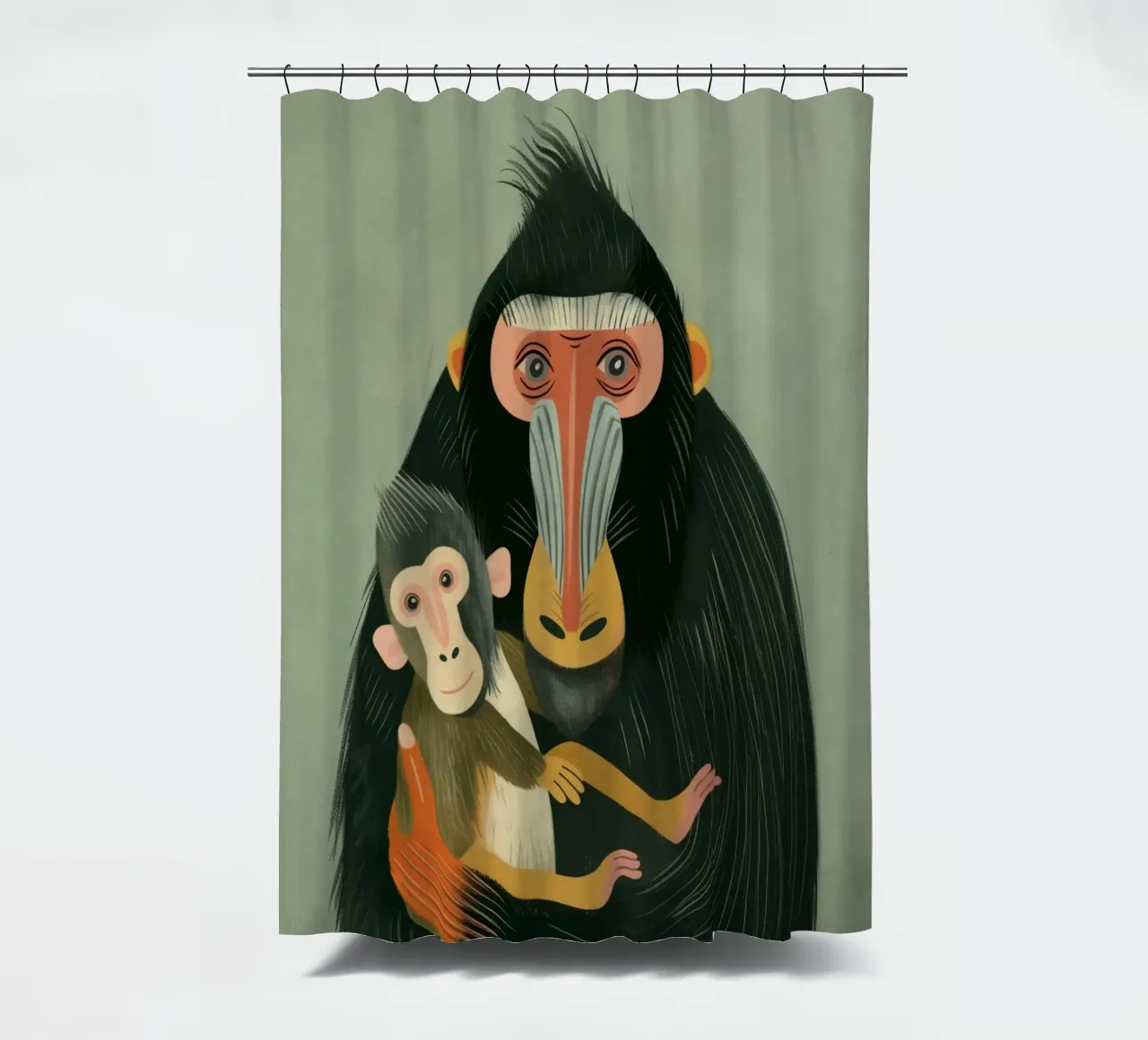 Boho Nursery 19 Baboon tenda da doccia da Boho Print Collection