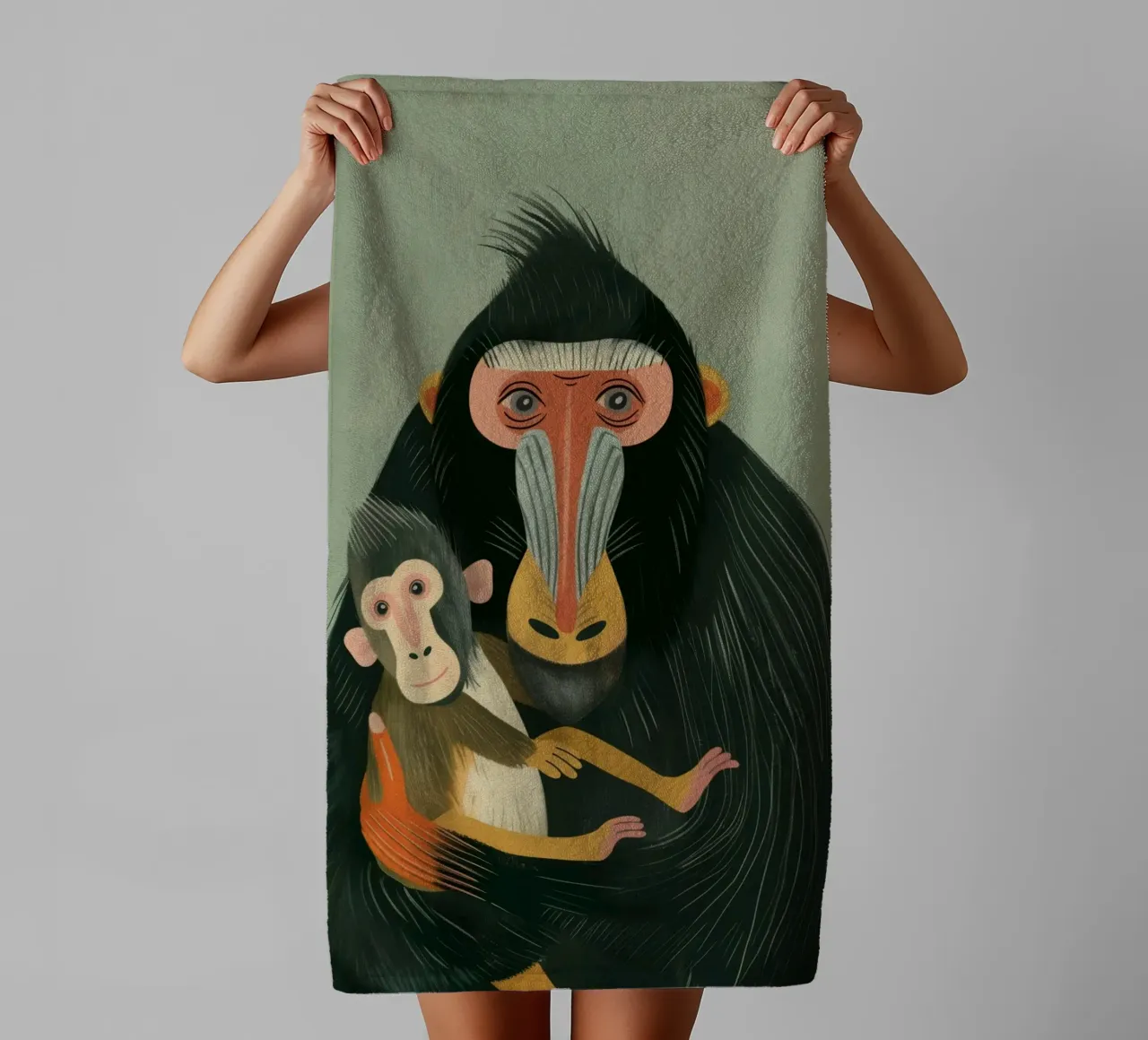 Boho Nursery 19 Baboon asciugamano da bagno da Boho Print Collection