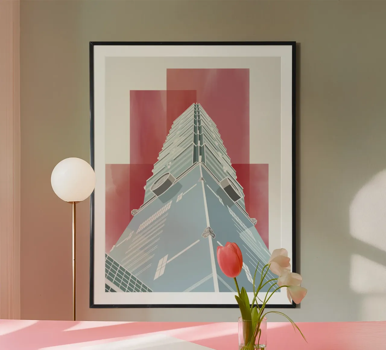Taipei 101 poster con telaio in legno da fernvej