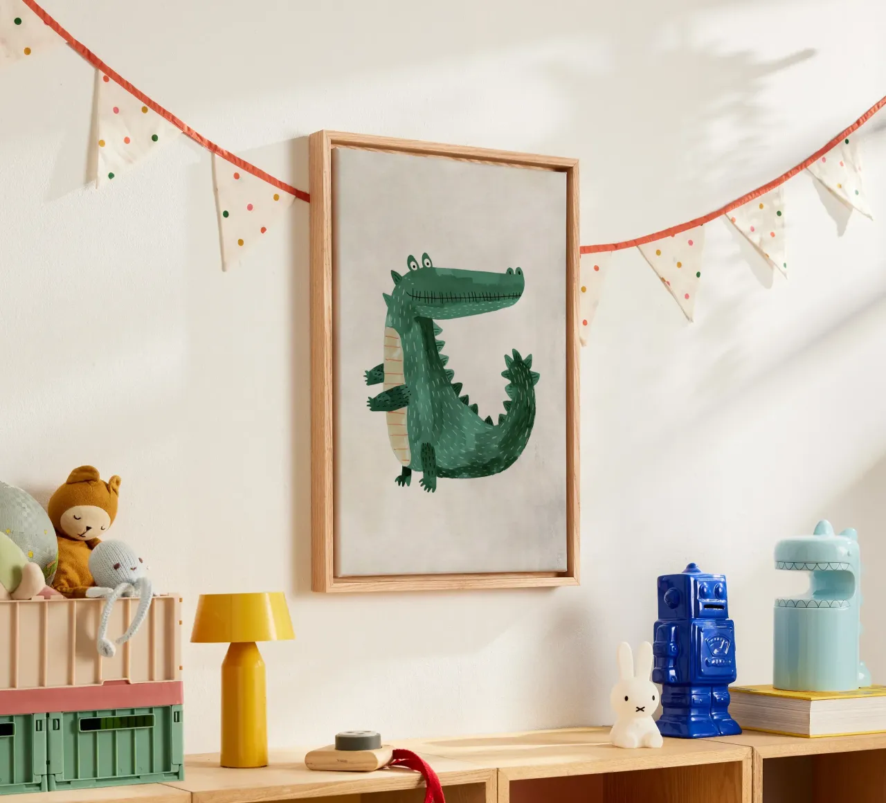Boho Nursery 19 Crocodile tela con Cornice a cassetta da Boho Print Collection