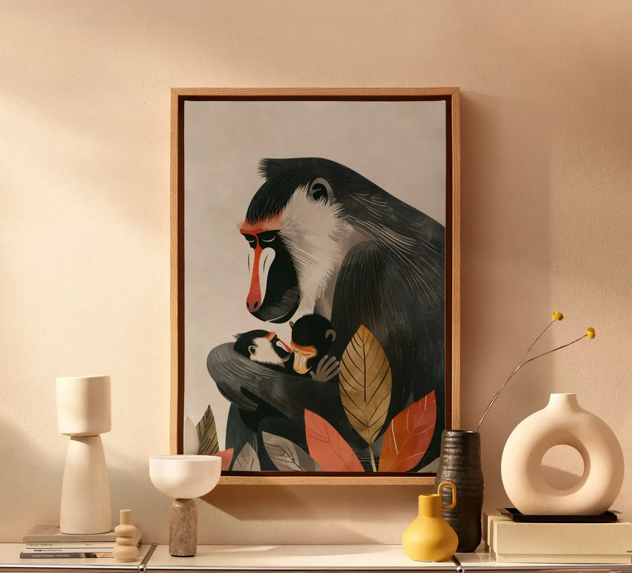 Boho Nursery 20 Baboon canvas met Baklijst van Boho Print Collection