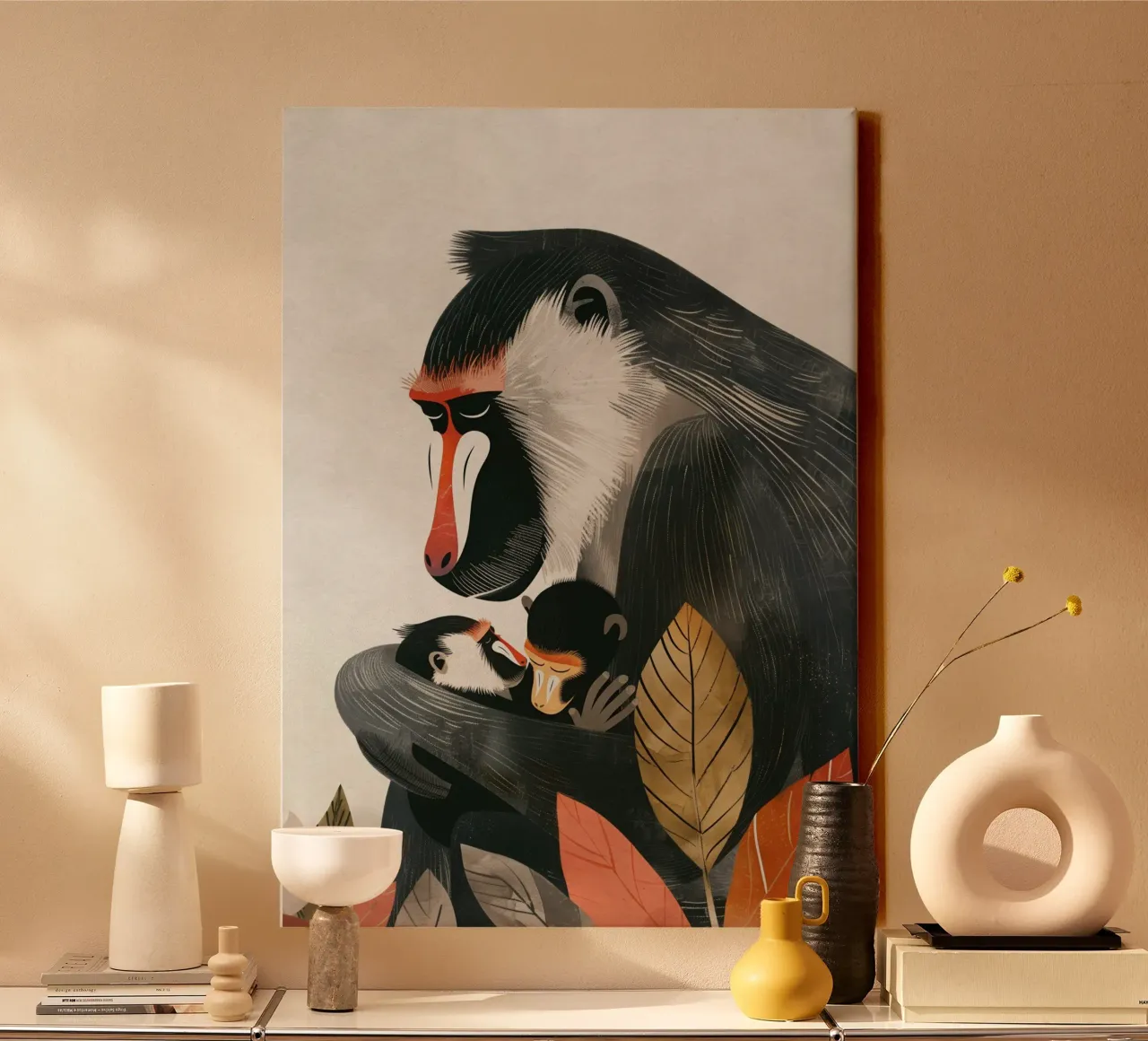 Boho Nursery 20 Baboon canvas met Baklijst van Boho Print Collection