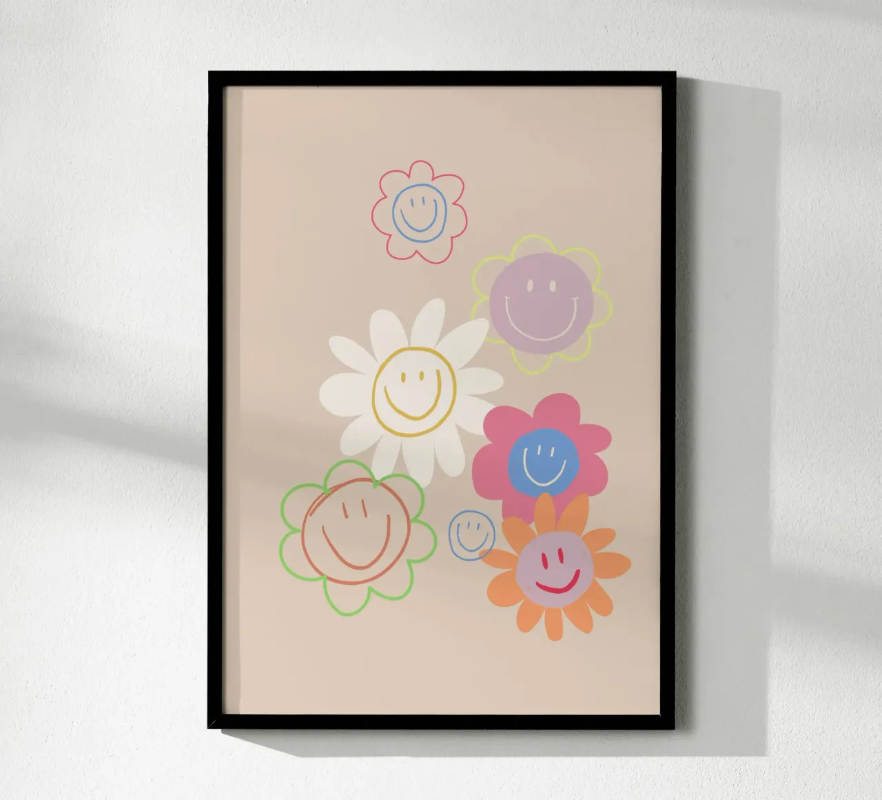 Flower Smile Faces poster met aluminium frame van KRUTH DESIGN