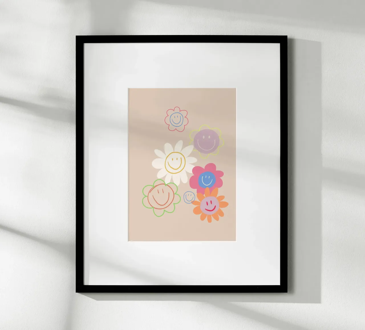 Flower Smile Faces poster met aluminium frame van KRUTH DESIGN