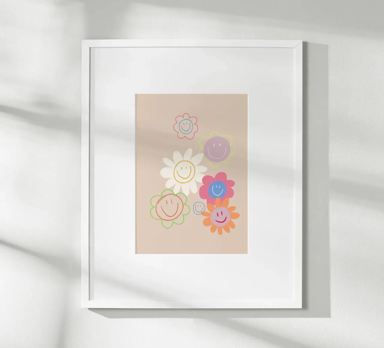 Flower Smile Faces poster met aluminium frame van KRUTH DESIGN