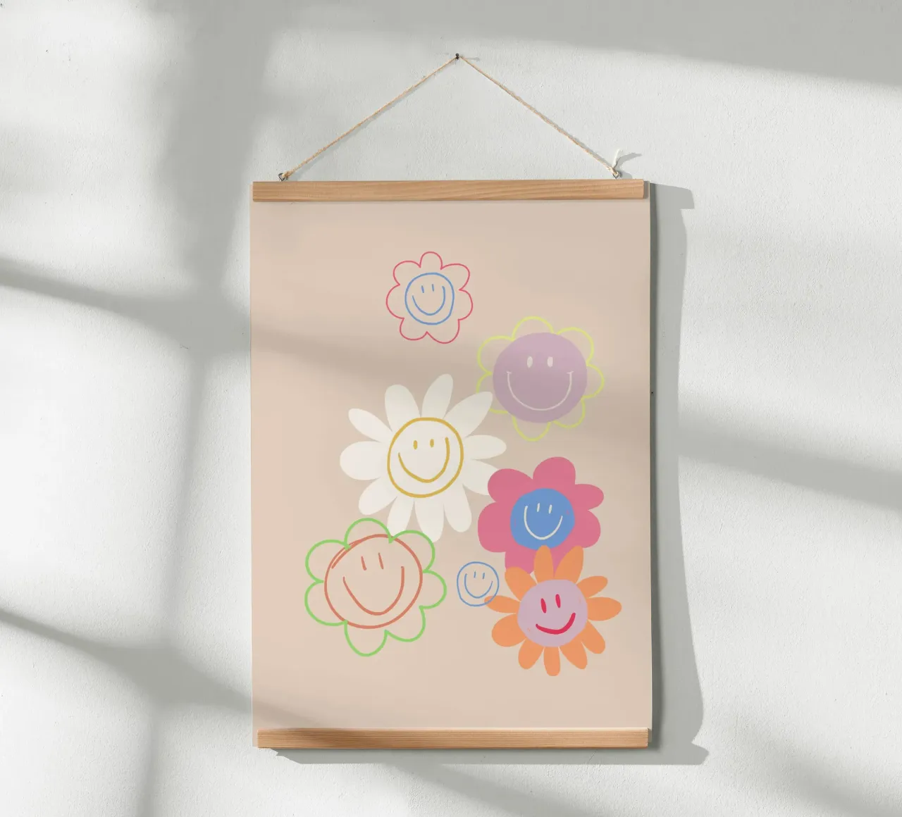 Flower Smile Faces poster met aluminium frame van KRUTH DESIGN