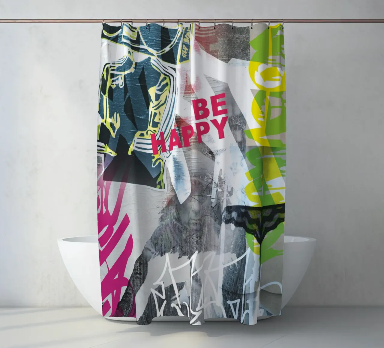 Be Happy tenda da doccia da Flo Klein
