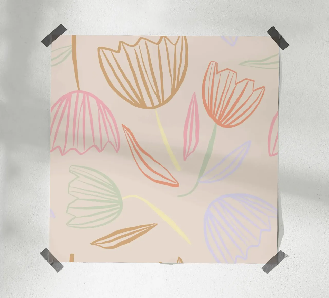 Allover Tulips poster con telaio in alluminio da KRUTH DESIGN