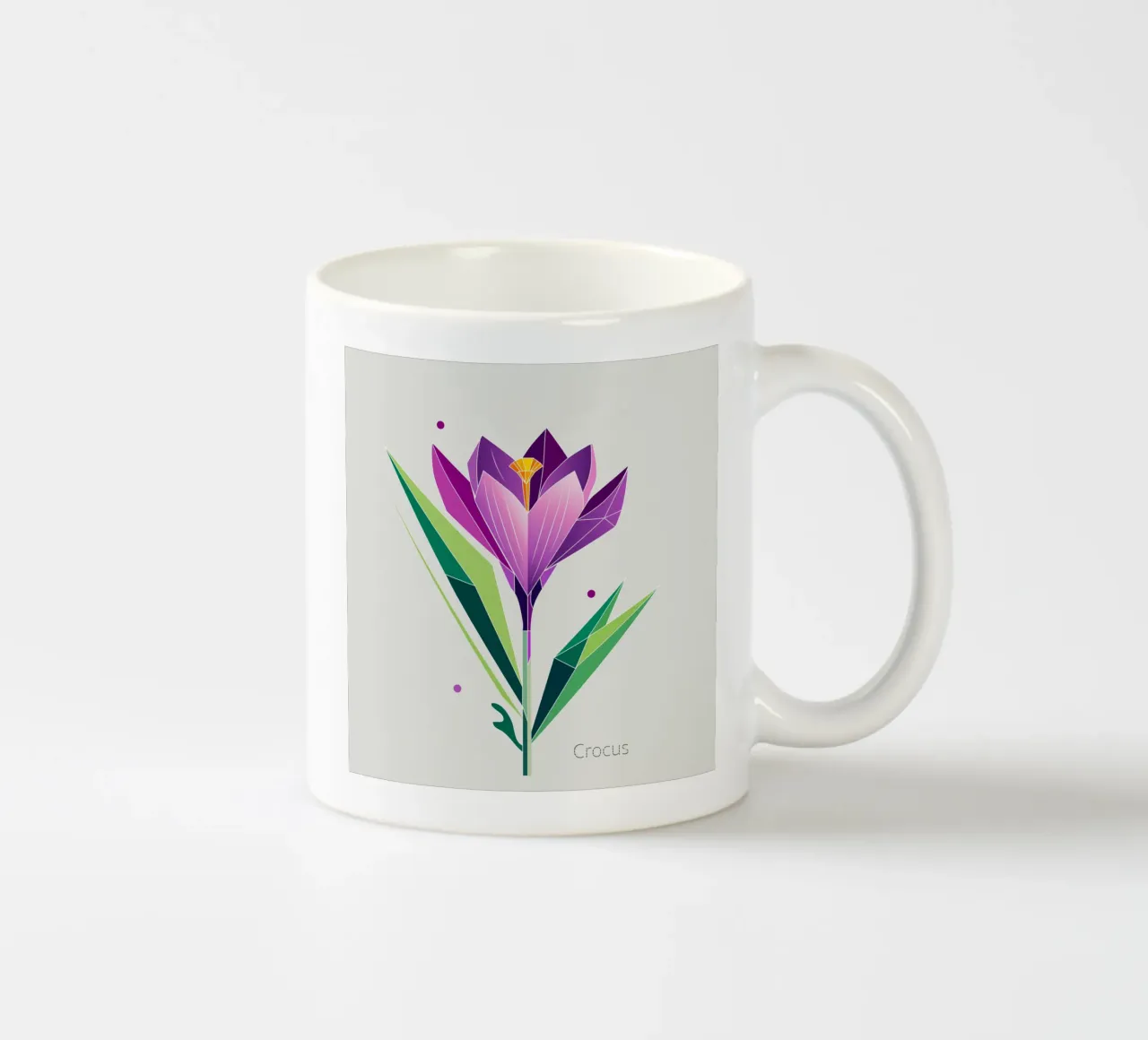 Geometric crocus - Spring in polygons ceramic mug by namosh