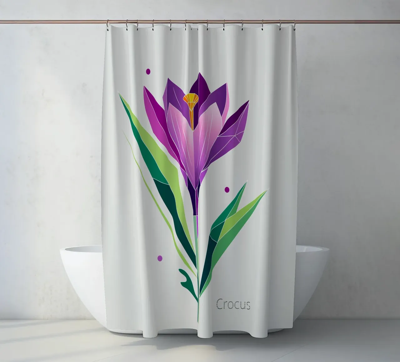 Geometric crocus - Spring in polygons shower curtain by namosh