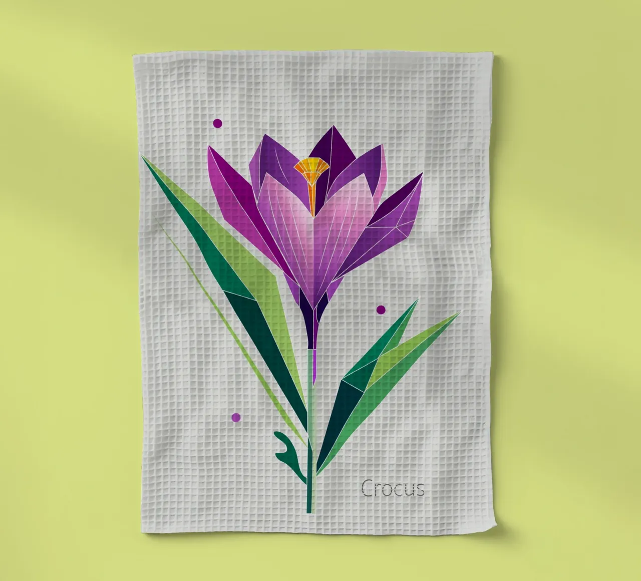 Geometric crocus - Spring in polygons tea towel by namosh