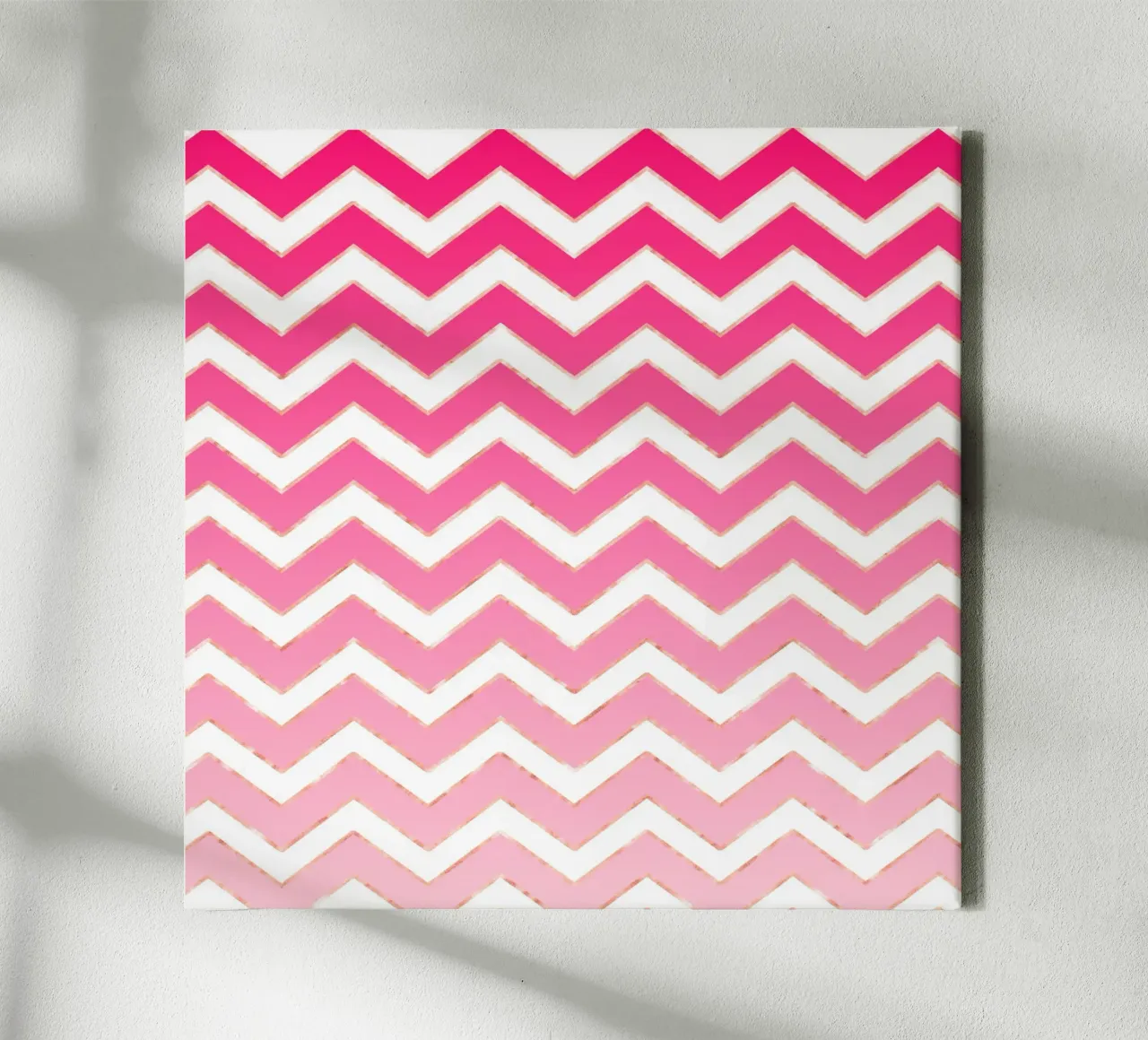 Zigzag pattern in pink and white with rose gold accents canvas by CalliLetters