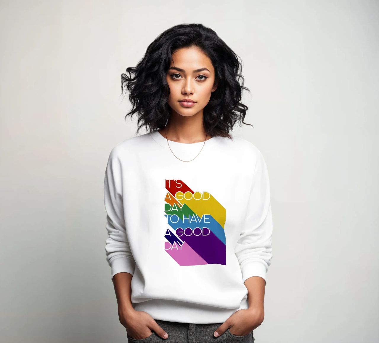 It’s a Good Day Rainbow Positive Typography Print felpa da showmemars