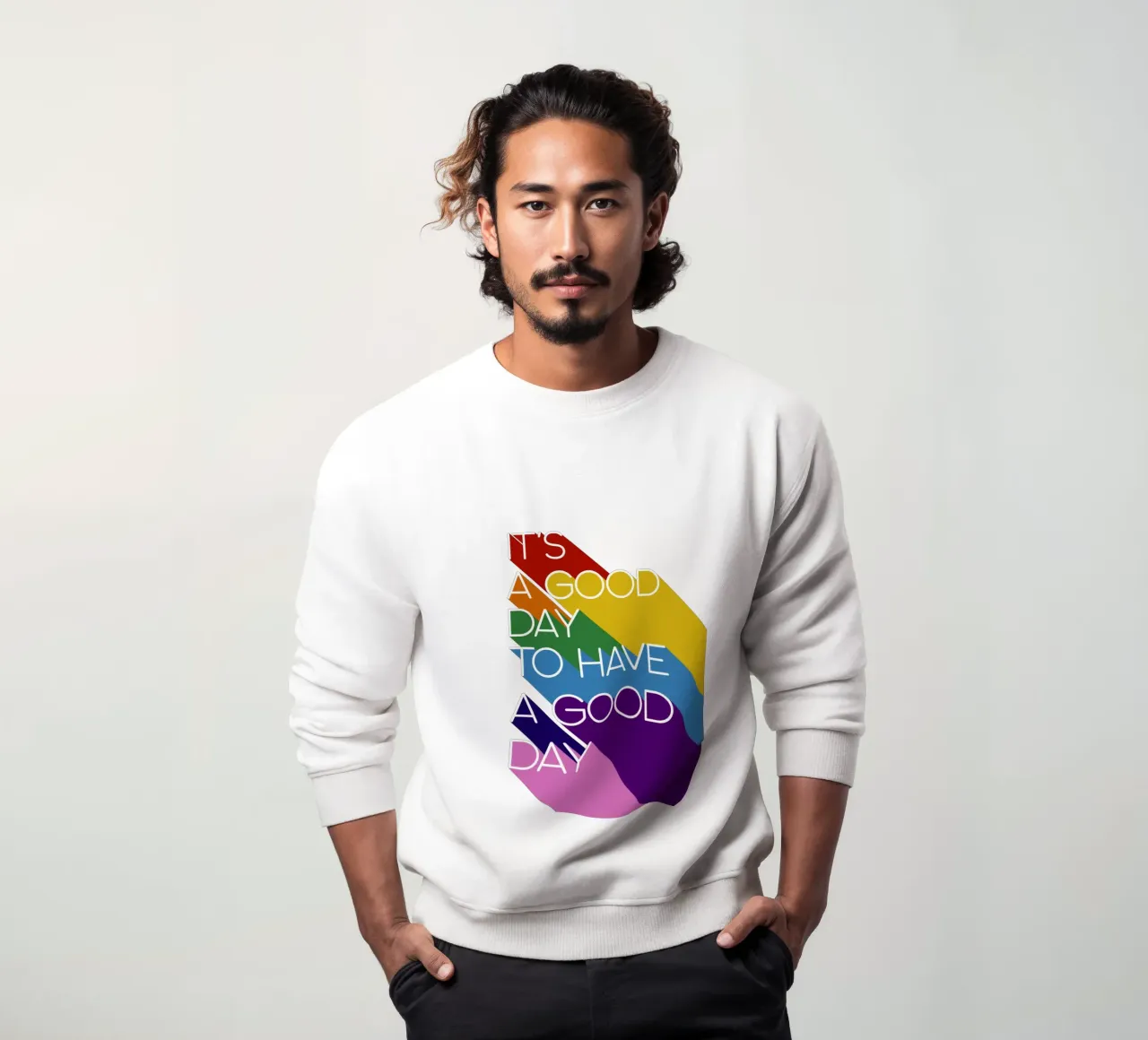 It’s a Good Day Rainbow Positive Typography Print sudadera de showmemars