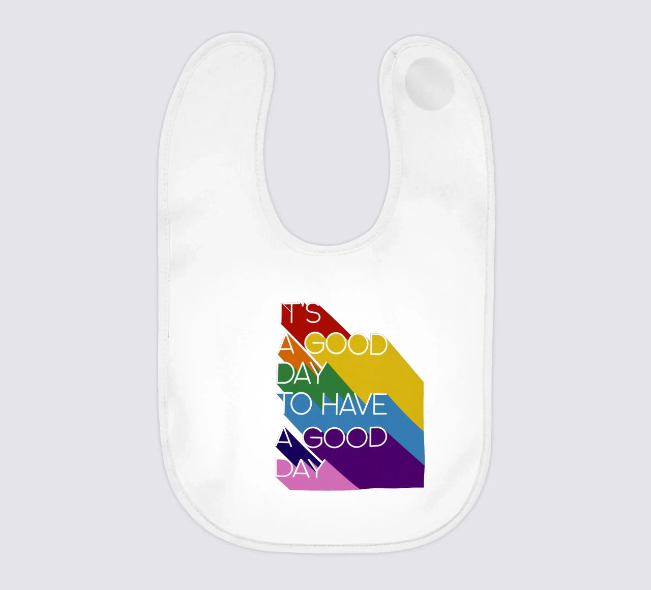 It’s a Good Day Rainbow Positive Typography Print Babylätzchen von showmemars
