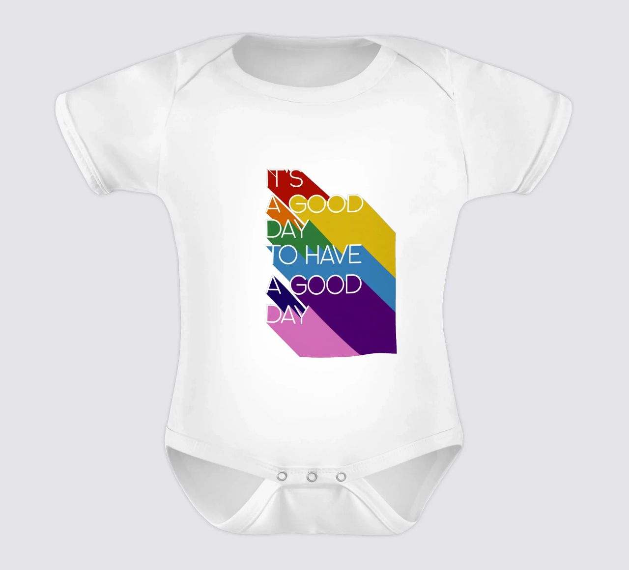 It’s a Good Day Rainbow Positive Typography Print Kurzarm Babybody von showmemars