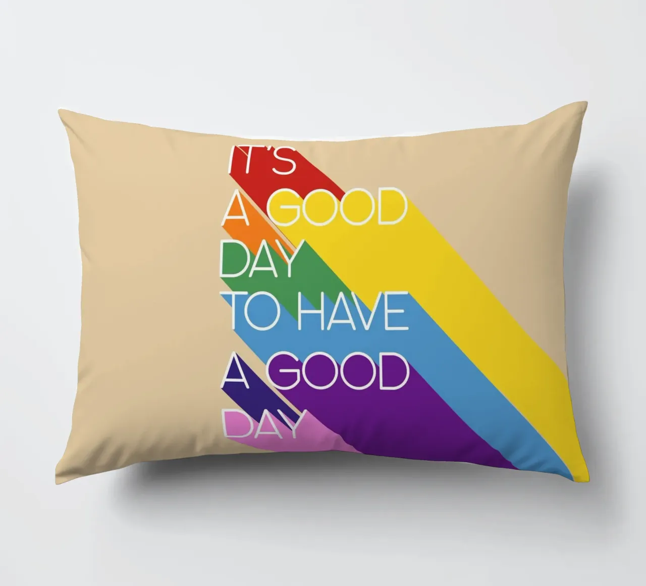 It’s a Good Day Rainbow Positive Typography Print cuscino da showmemars