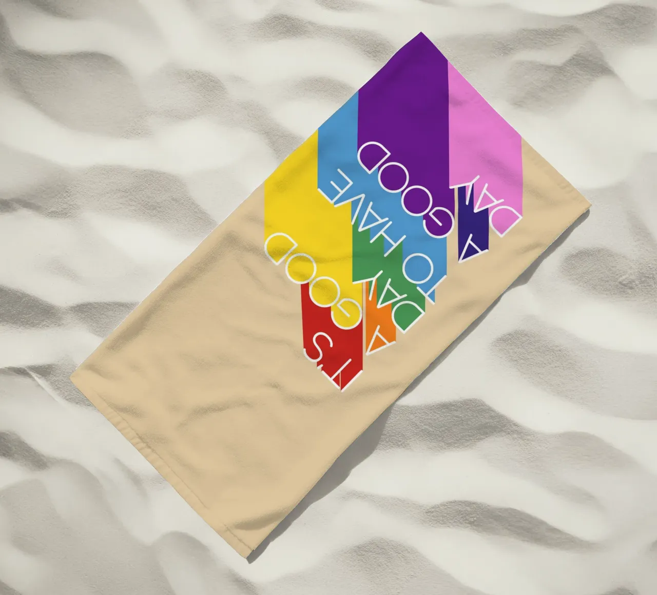 It’s a Good Day Rainbow Positive Typography Print telo mare da showmemars
