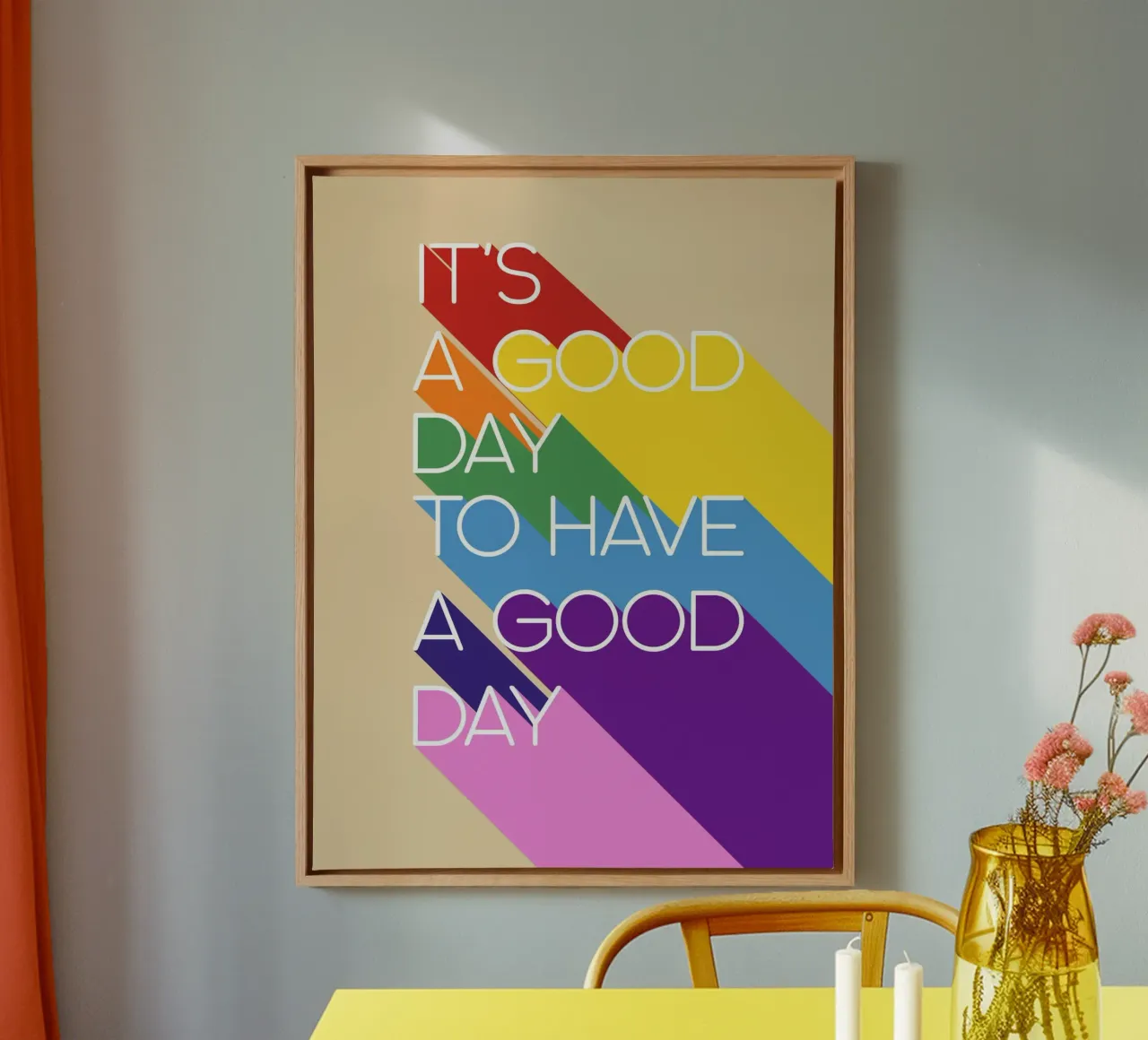 It’s a Good Day Rainbow Positive Typography Print canvas by showmemars