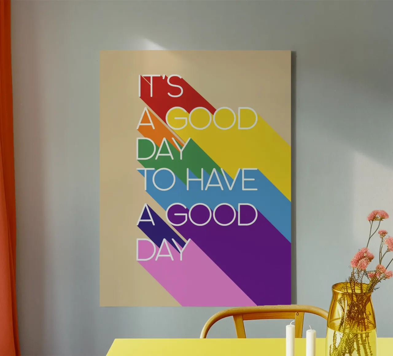 It’s a Good Day Rainbow Positive Typography Print canvas by showmemars