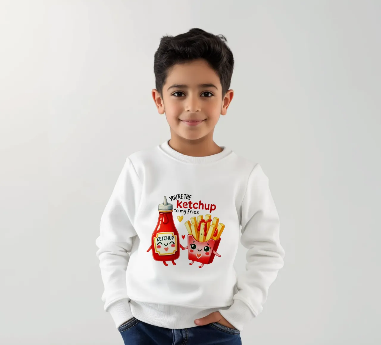 Pommes & Ketchup süßes Liebes Motiv Pärchen süß felpa bambino da Wunderbarwir