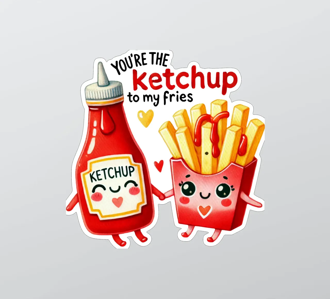 Pommes & Ketchup süßes Liebes Motiv Pärchen süß Sticker von Wunderbarwir