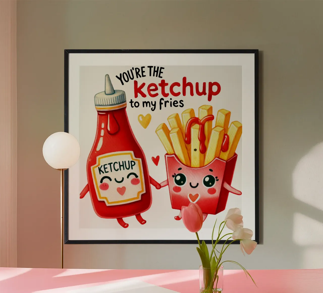 Pommes & Ketchup süßes Liebes Motiv Pärchen süß Hahnemühle von Wunderbarwir