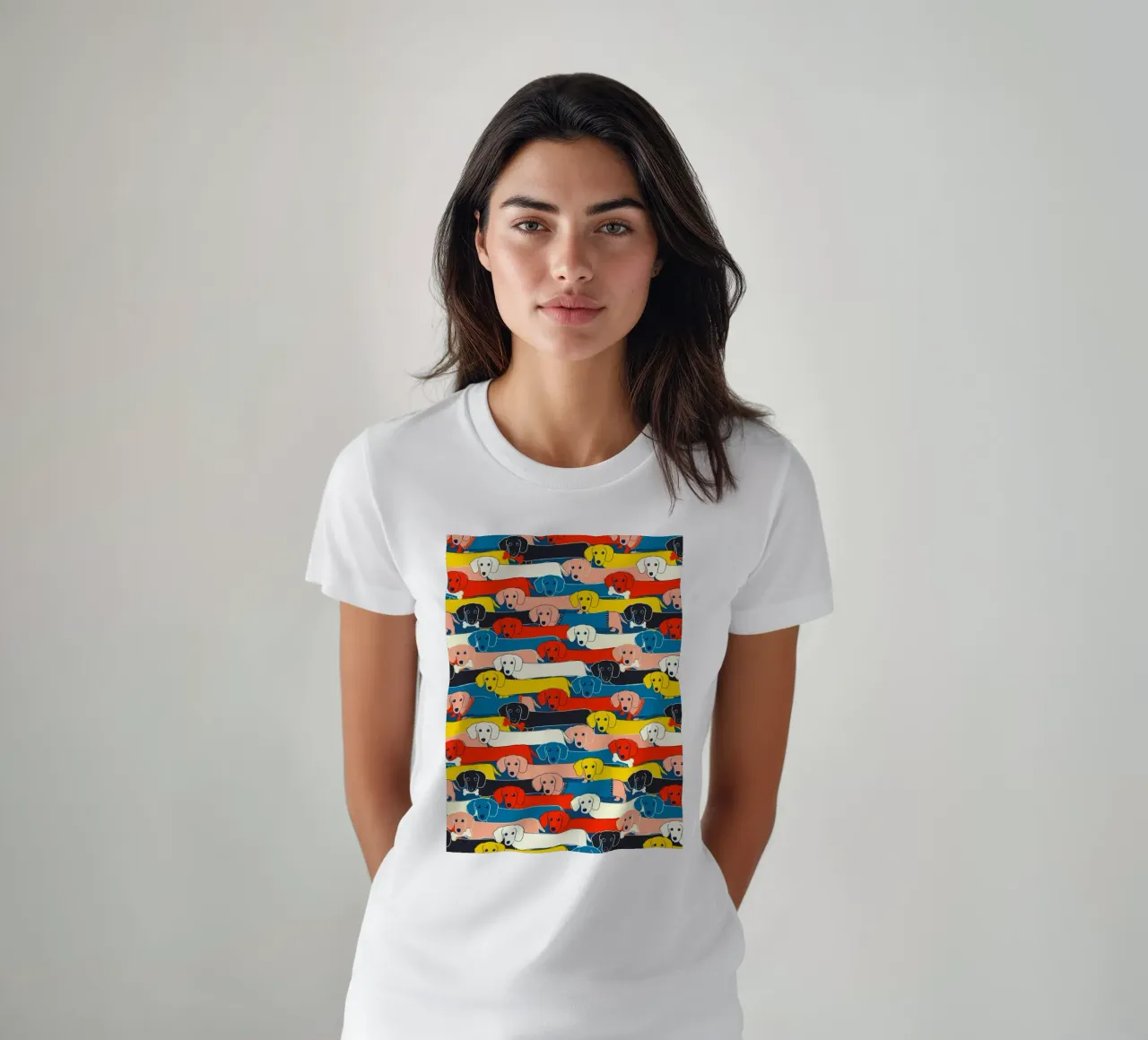 Colorful Dachshund Pattern – Cute Sausage Dog Design t-shirt da showmemars