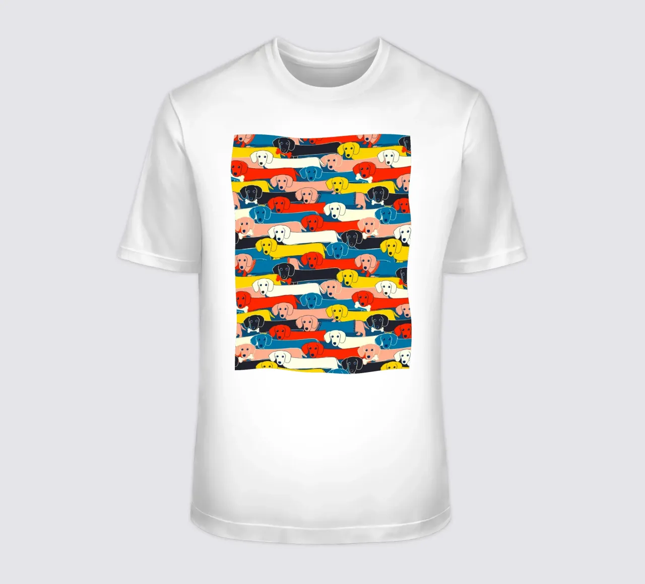 Colorful Dachshund Pattern – Cute Sausage Dog Design t-shirt da showmemars
