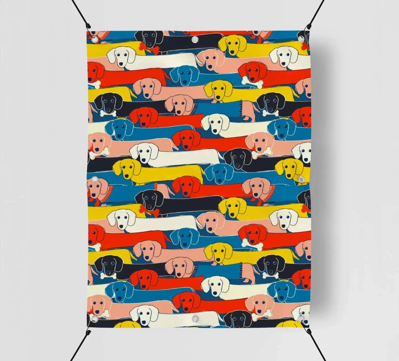 Colorful Dachshund Pattern – Cute Sausage Dog Design telo in pvc da showmemars