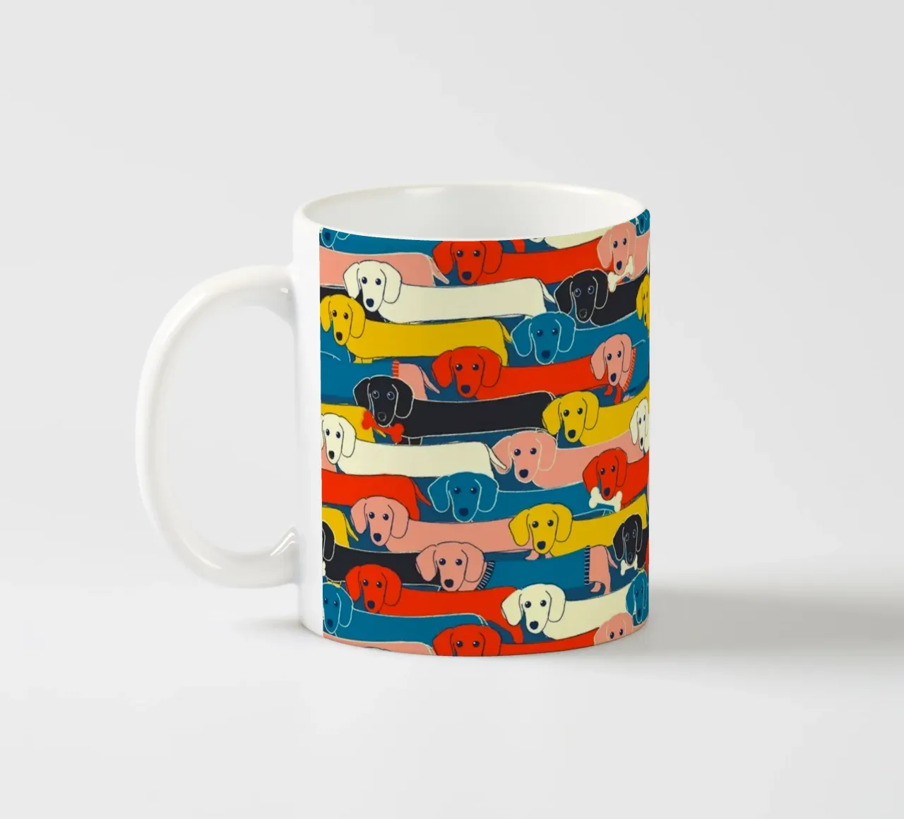Colorful Dachshund Pattern – Cute Sausage Dog Design tazza in ceramica da showmemars