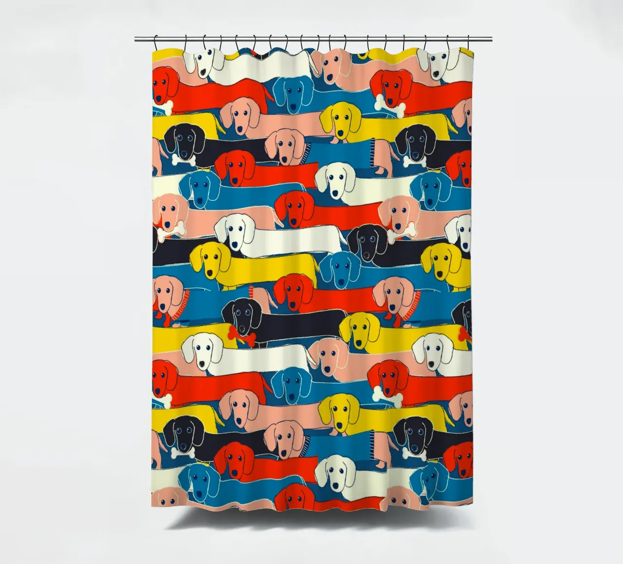 Colorful Dachshund Pattern – Cute Sausage Dog Design tenda da doccia da showmemars