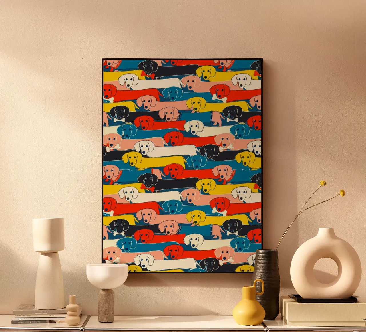 Colorful Dachshund Pattern – Cute Sausage Dog Design metacrilato de showmemars