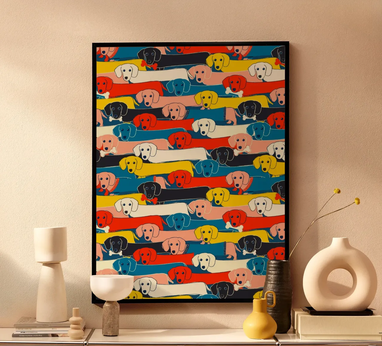 Colorful Dachshund Pattern – Cute Sausage Dog Design carta hahnemühle da showmemars