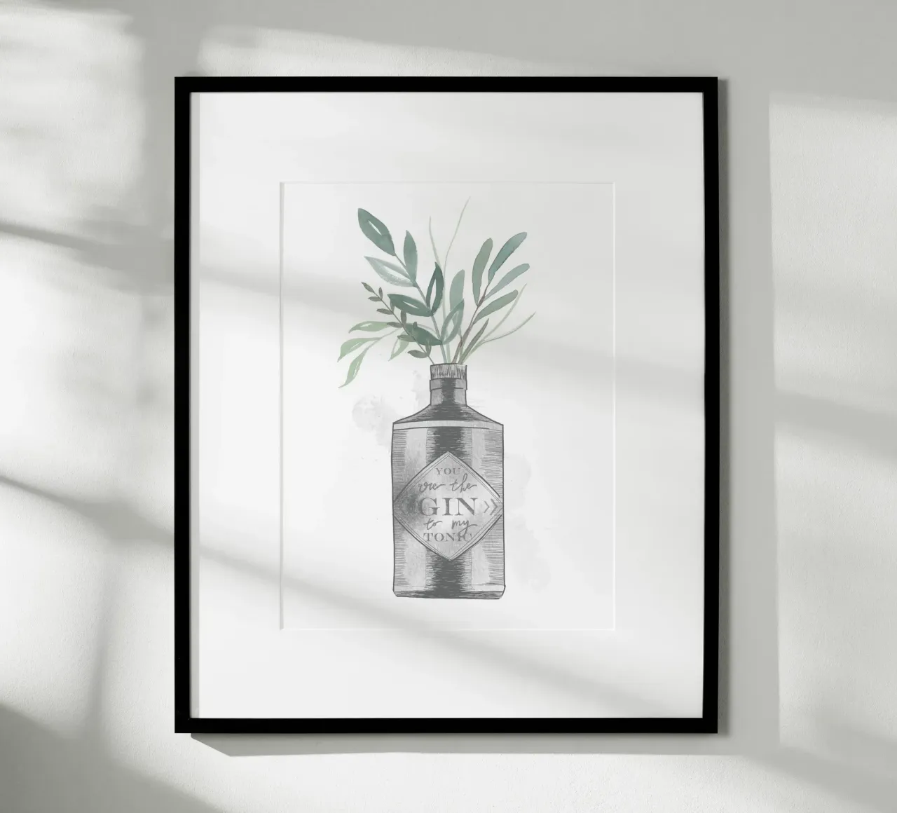 Gin Flower poster con telaio in legno da KRUTH DESIGN