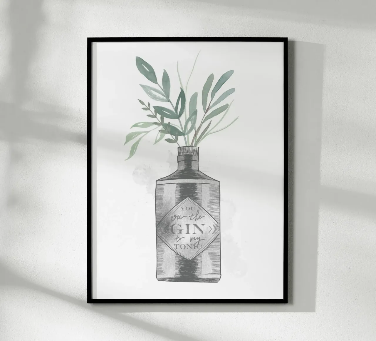 Gin Flower poster con telaio in legno da KRUTH DESIGN