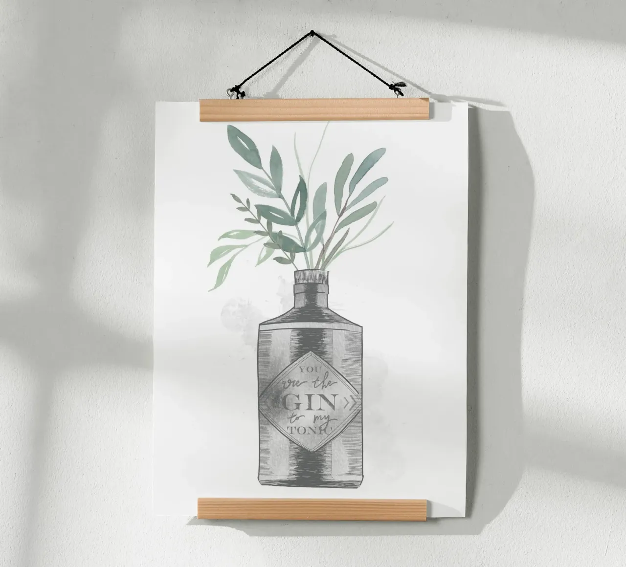 Gin Flower poster con telaio in legno da KRUTH DESIGN