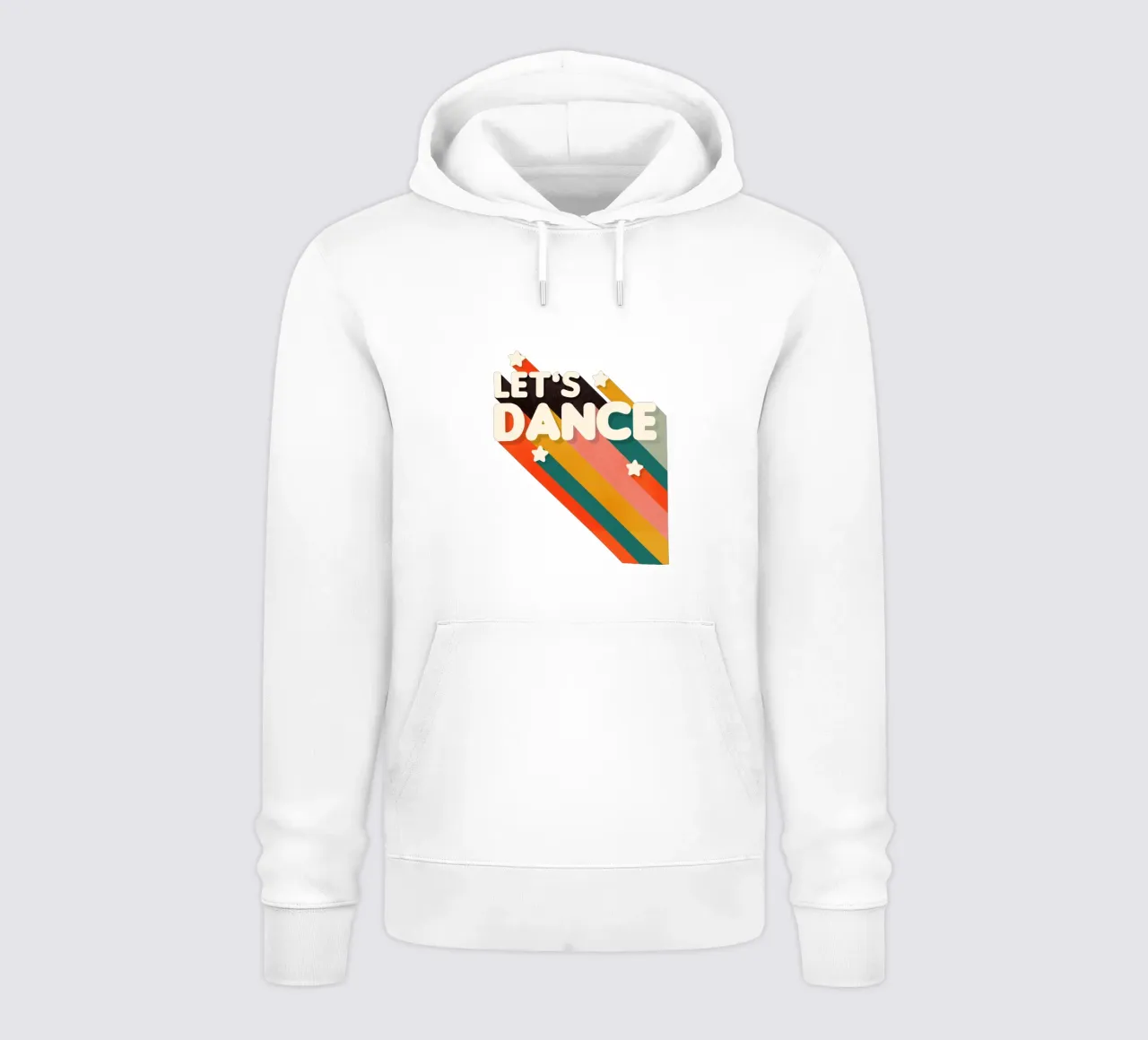 Let's Dance – Retro Typography with Colorful Stripes felpa con cappuccio da showmemars