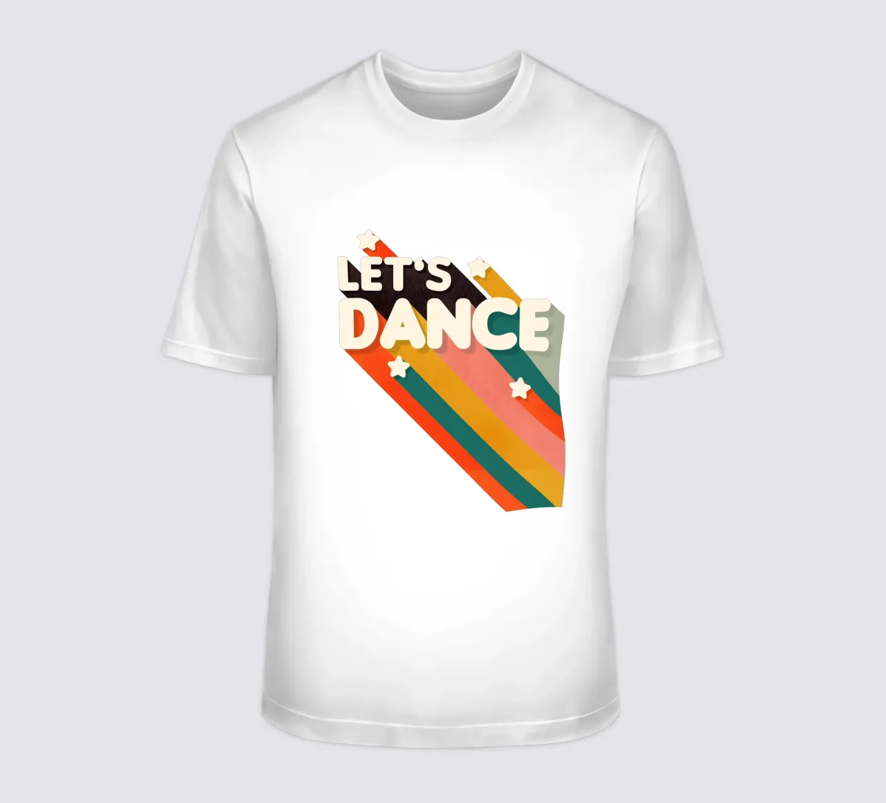 Let's Dance – Retro Typography with Colorful Stripes t-shirt da showmemars