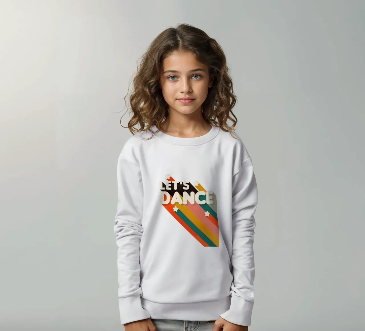 Let's Dance – Retro Typography with Colorful Stripes felpa bambino da showmemars