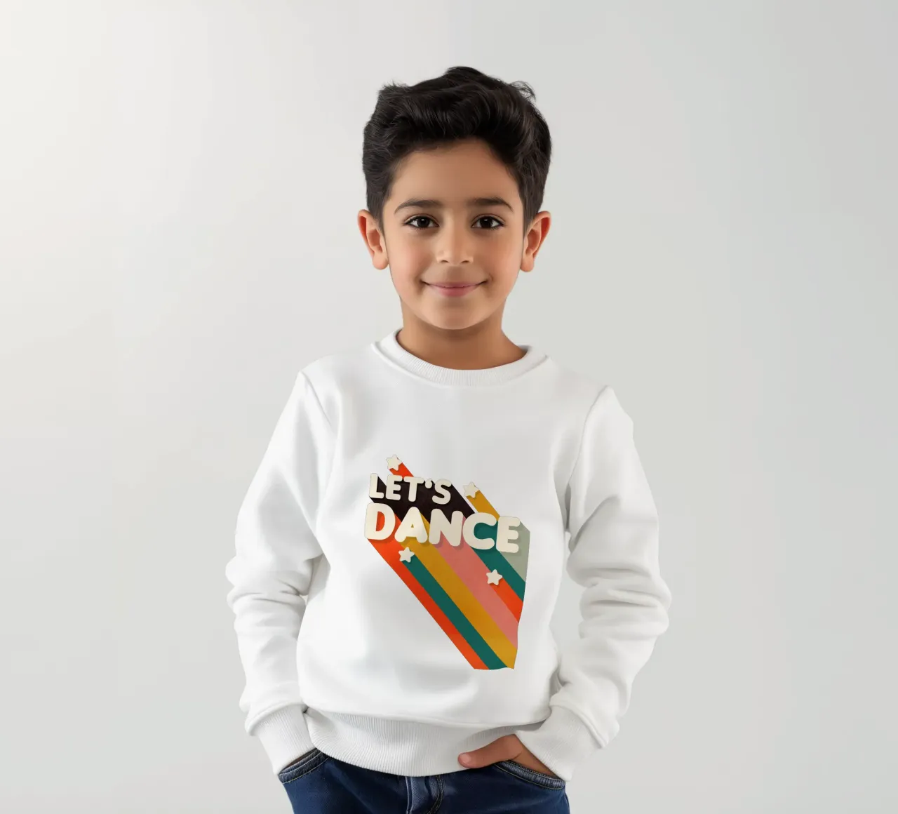 Let's Dance – Retro Typography with Colorful Stripes felpa bambino da showmemars