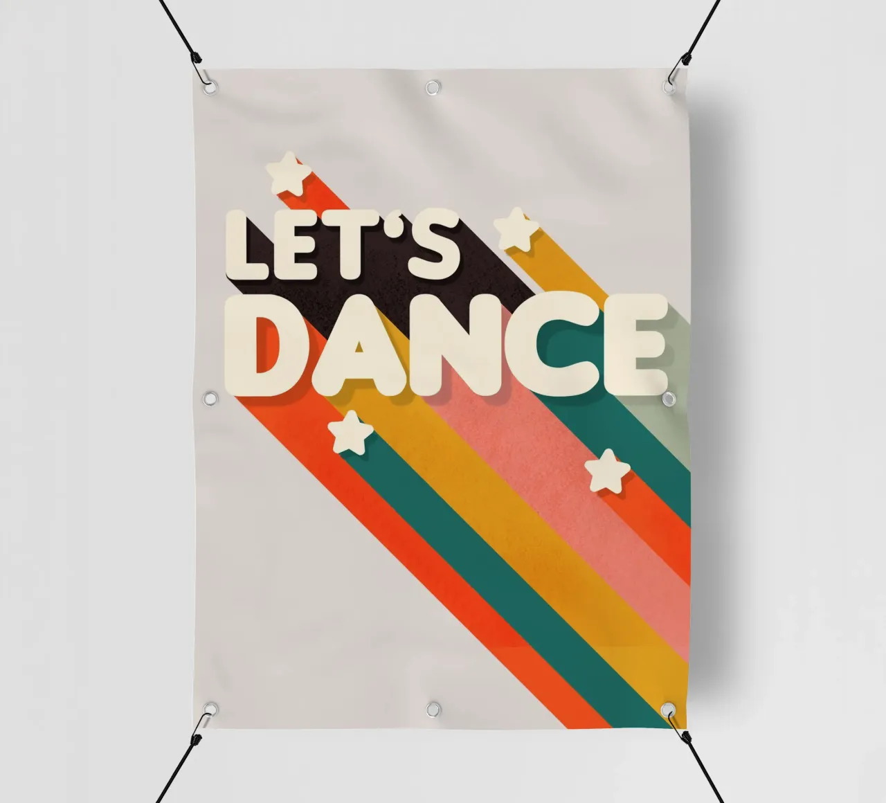 Let's Dance – Retro Typography with Colorful Stripes telo in pvc da showmemars